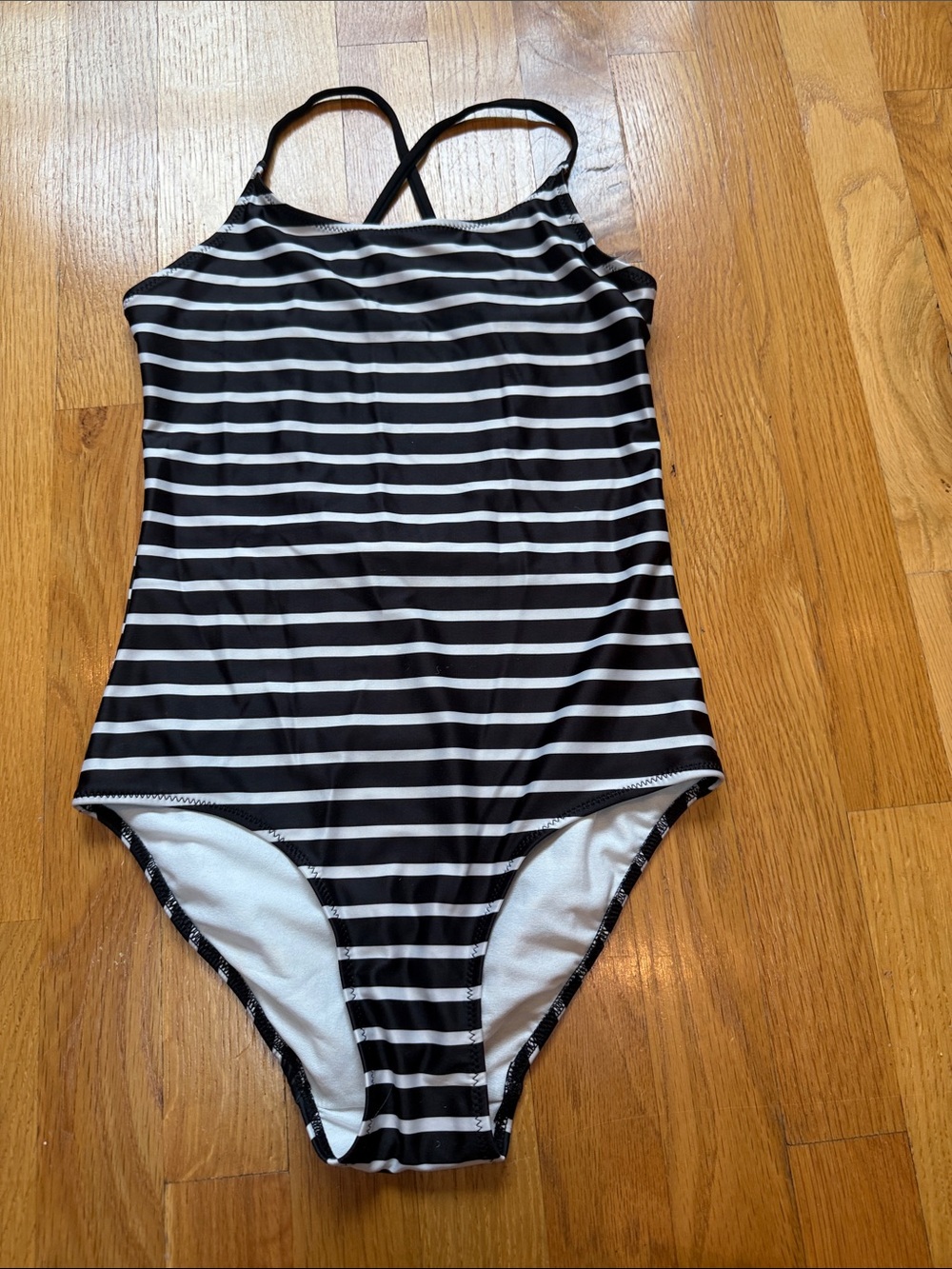 H&M Black and White Striped Kids One-Piece Swimsuit